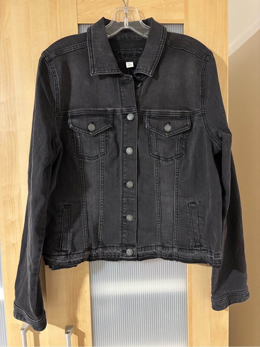 Maurices Black Washed Denim Jacket, L, NWT